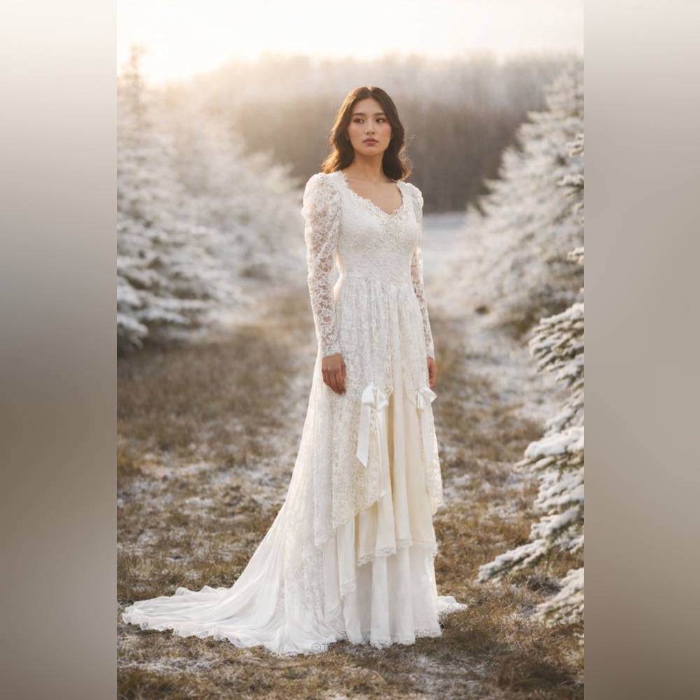 CUSTOM HANDMADE VINTAGE LACE WEDDING DRESS HEIRLOOM ELOPEMENT 1980’s 👰‍♀️🏵️